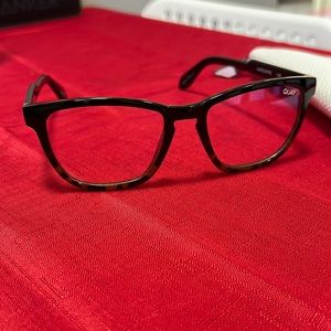 Quay Australia Blue Light Eyeglasses black and tortoise shell frame.